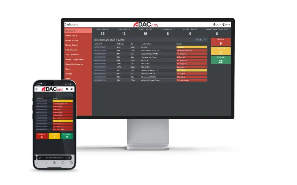 Mobile and desktop showing AMS